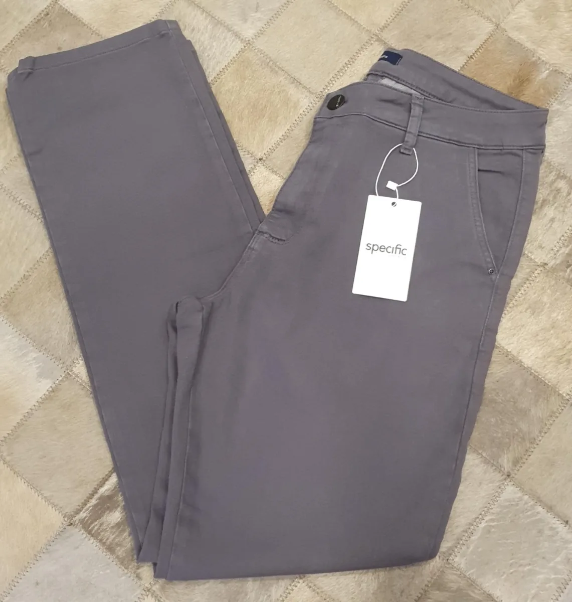 Calça Cinza Modelagem Reta