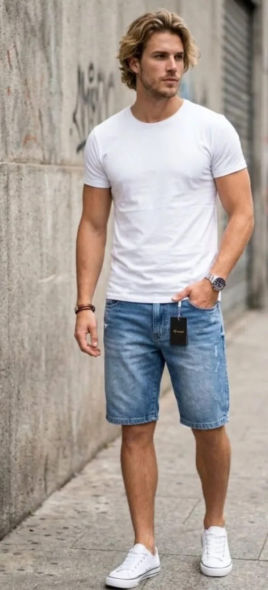 Bermuda Jeans Masculina Azul Clara