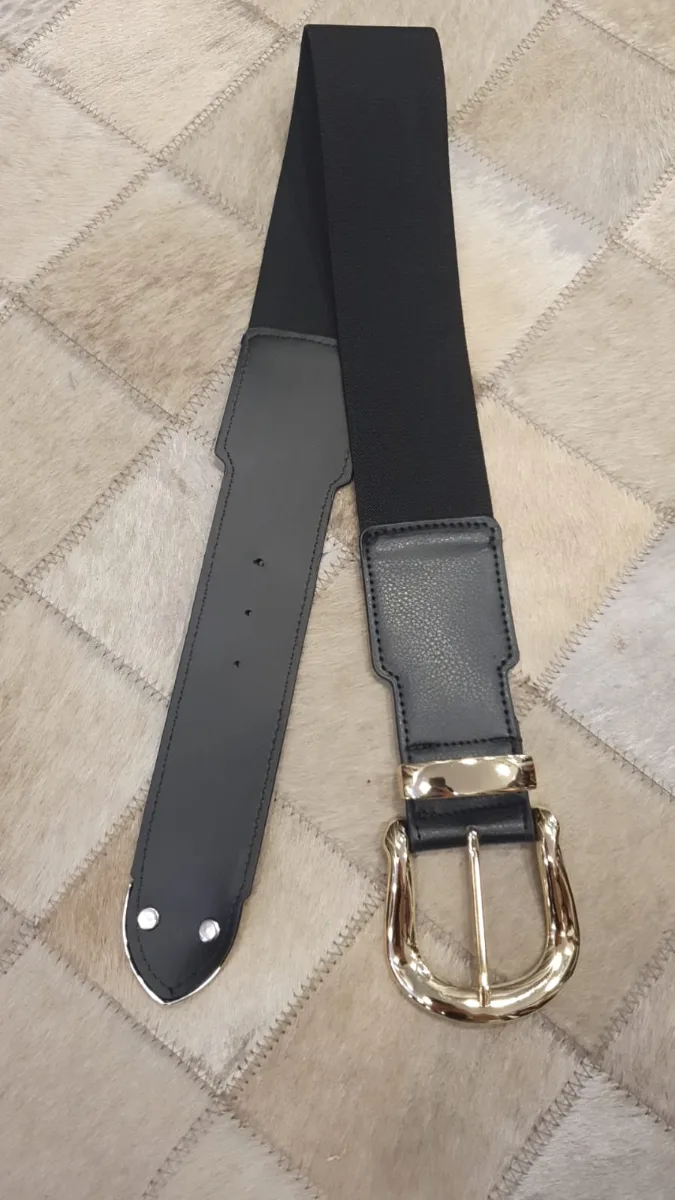 Cinto Preto Fivela Dourada