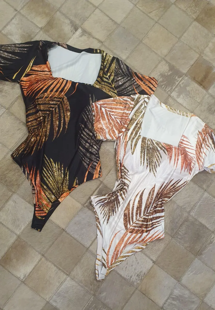 Body Feminino Estampa Folhagem Tropical